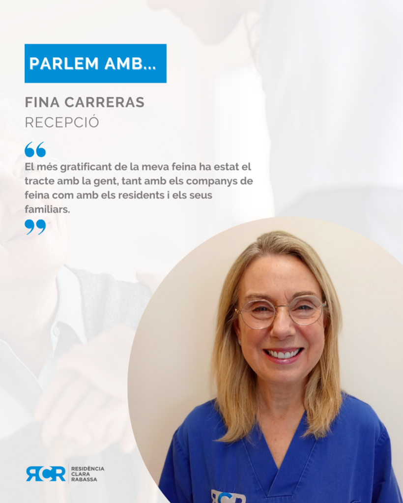 Entrevista a la Sra. Fina Carreras, recepcionista de la Residència Clara Rabassa, que es jubila després d’anys de dedicació. 