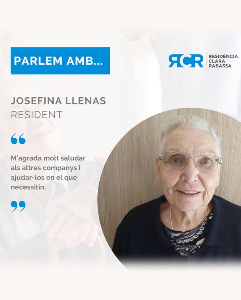 Josefina, de 89 anys, és resident al centre de dia de la Residència Clara Rabassa.