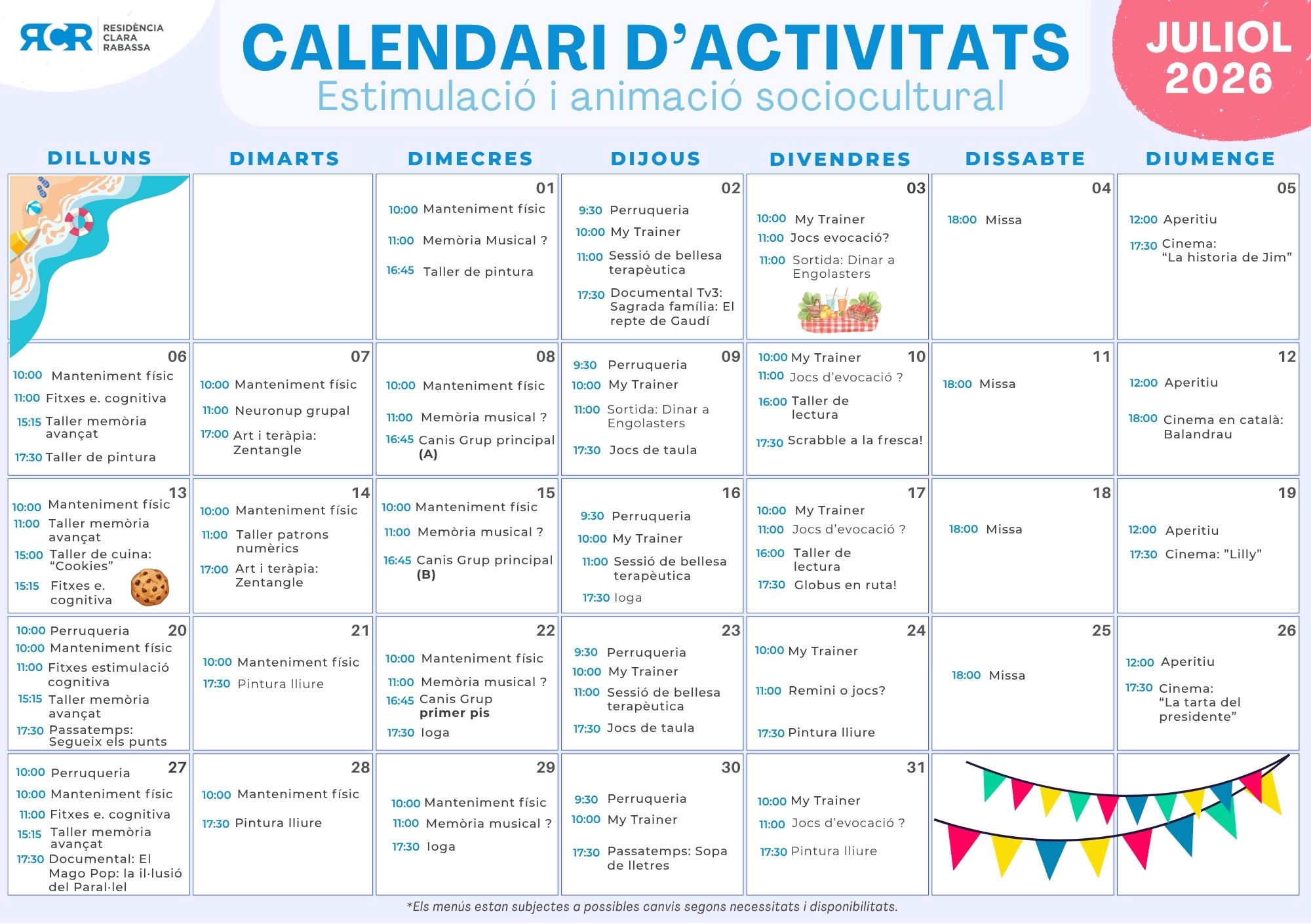 Planificació d'activitats Juliol 2026