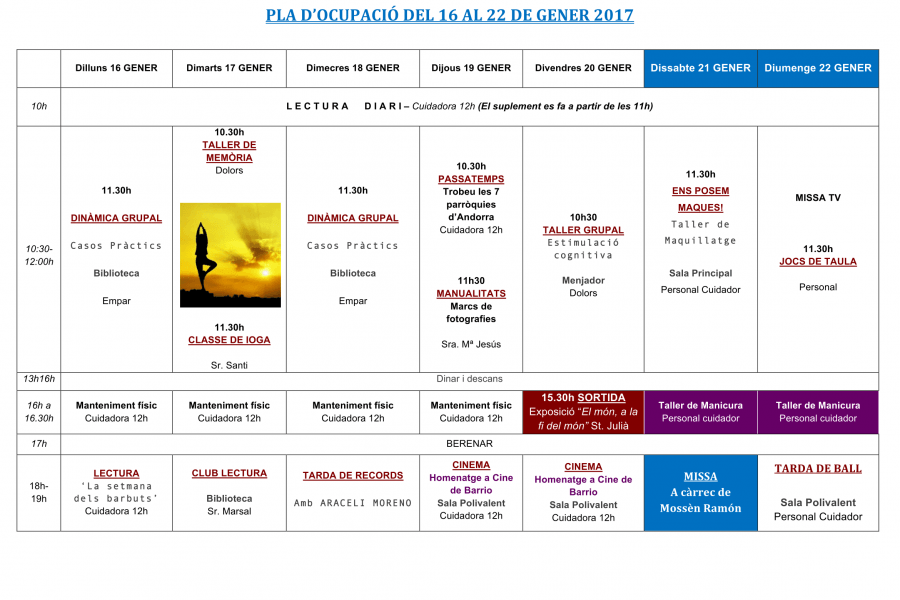 PLA D’OCUPACIÓ DEL 16 AL 22 DE GENER 2017