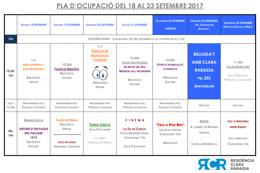 PLA OCUPACIÓ 18 AL 24 DE SETEMBRE 2017