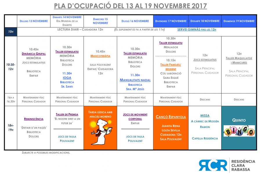 PLA OCUPACIÓ 13 AL 19 NOVEMBRE 2017
