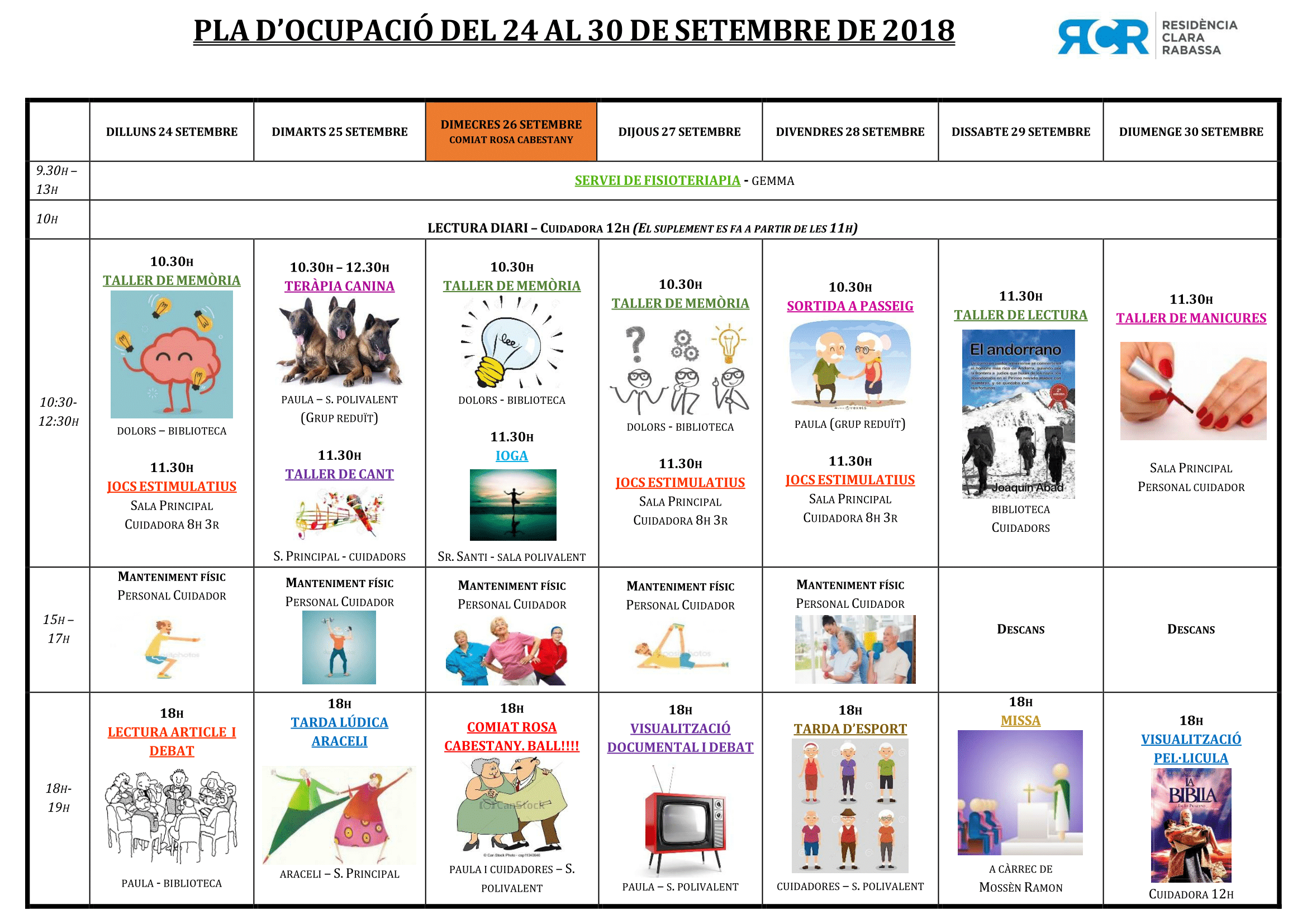 PLA OCUPACIÓ DEL 24 AL 30 DE SETEMBRE DE 2018